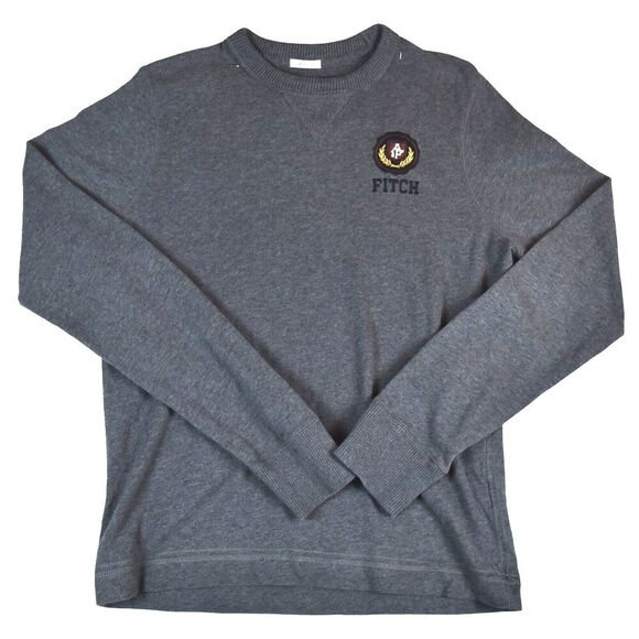 ABERCROMBIE & FITCH Men’s Y2K Preppy Pullover Sweater Grey Logo Crest XL READ - Picture 2 of 10